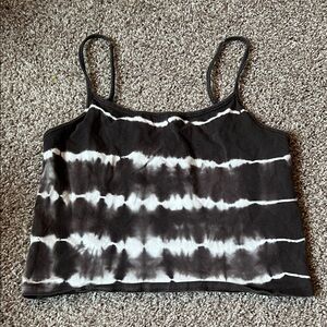 American Eagle Outfitters Black & White Tie-Dye Cropped Camisole